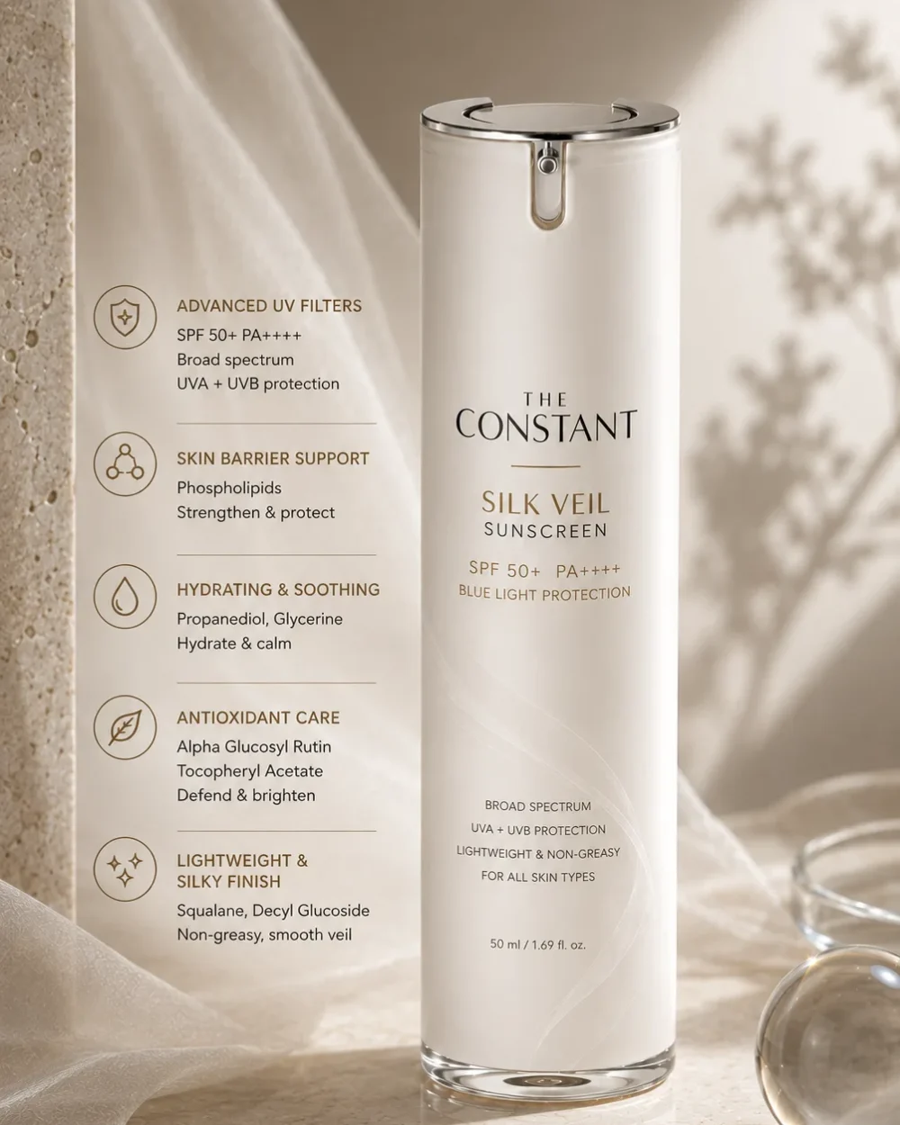 Silk Veil SPF 50+ PA++++ Sunscreen: Sunscreen for Tan Removal, made for Indian skin